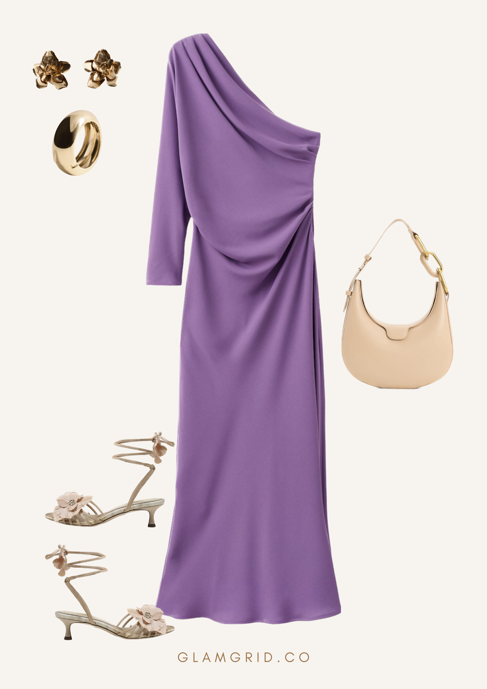 Purple and Beige Valentines Day Outfit